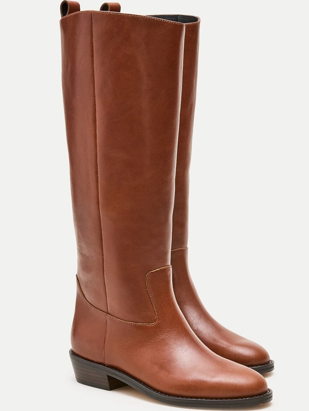 J Crew Leather Knee High Tall Riding Boot In Sweet Chestnut Low Heel Size 8.5